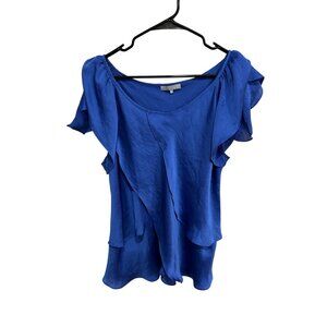 Violet & Claire Royal Blue Polyester Ruffle Sleeve Blouse Size XL Flowy Dressy